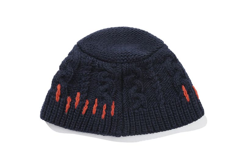 CABLE KNIT BUCKET HAT_NAVY