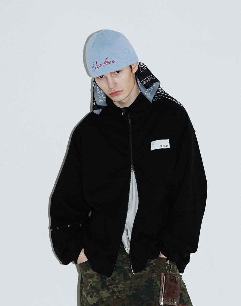 AAMBITION（アアンビション）の「リベットワイドスウェットジップアップ (Cement-charcoal)（ジャケット/アウター）」
