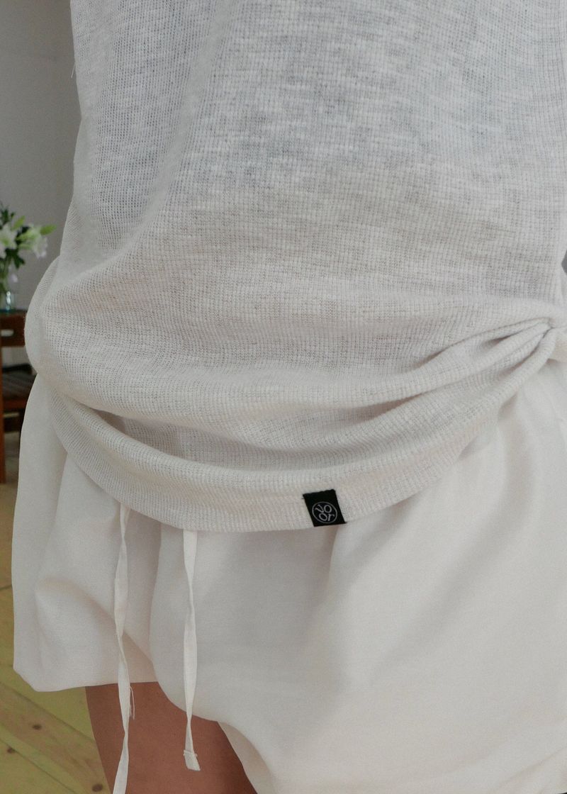 Linen Shirring Sleeveless Top_Beige