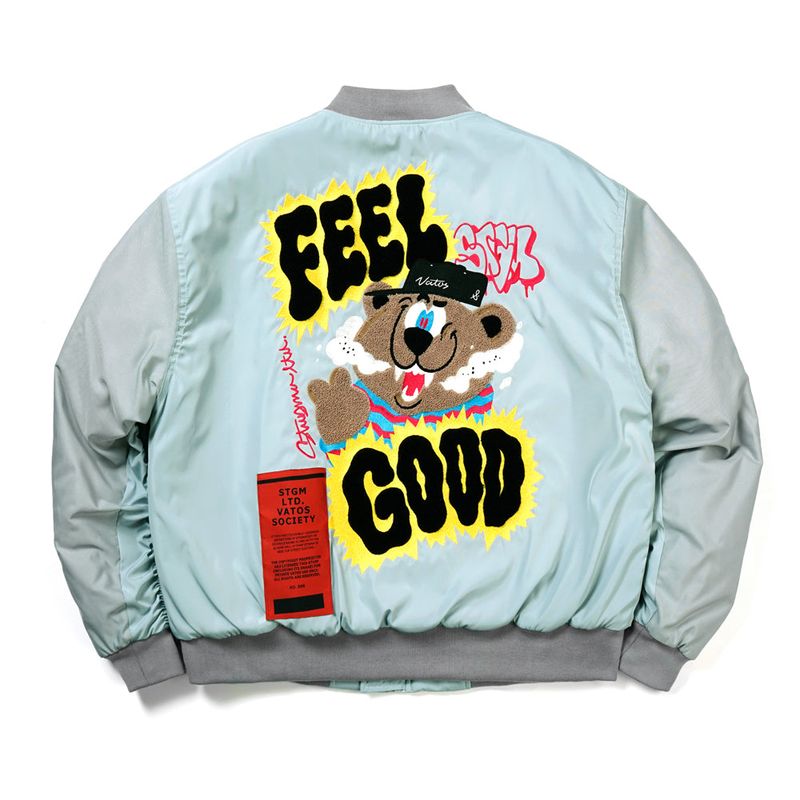 21 BEAR OVERSIZED MA-1 JACKET BLUE GREY