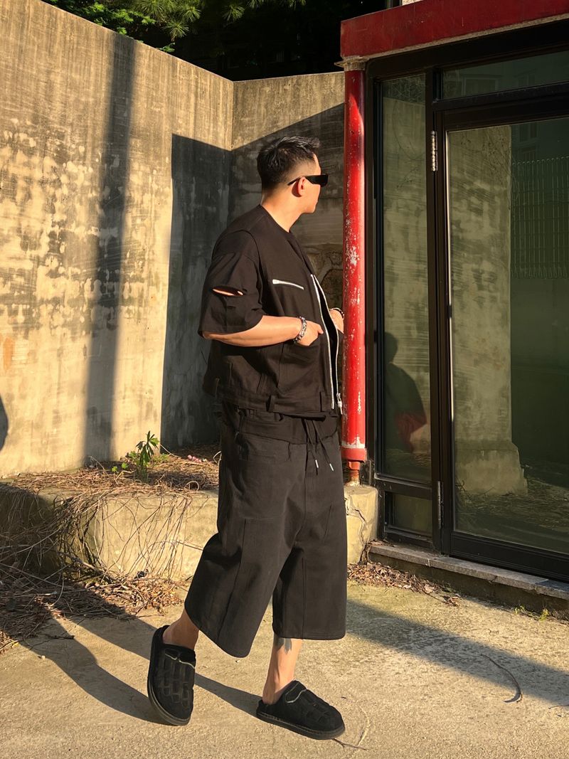 SWEAT X DENIM 2 LAYERED SHORTS