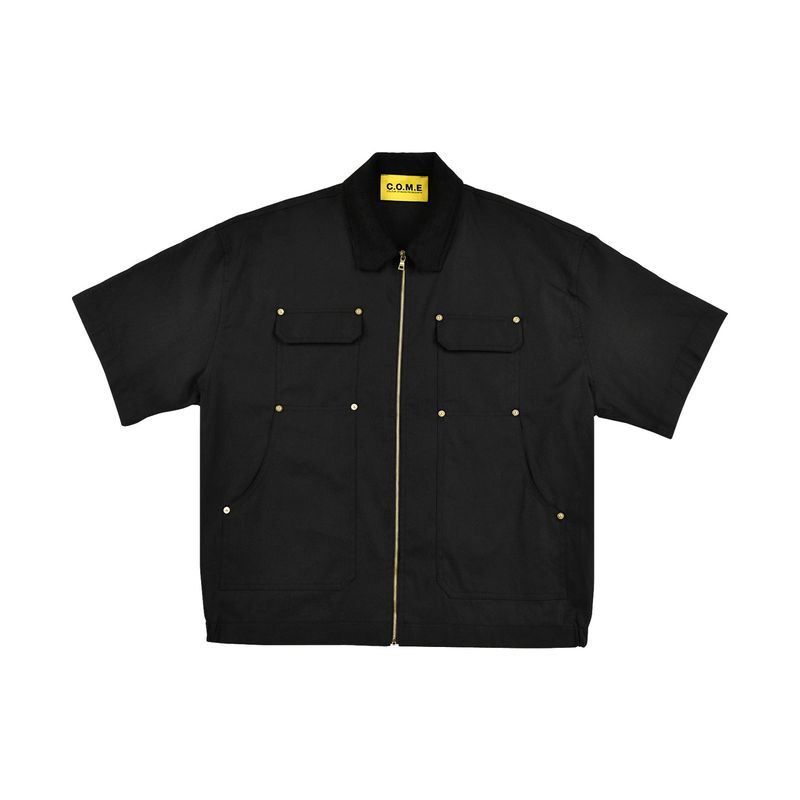[UNISEX] C.O.M.E Mechanic Short Sleeve Work Jacket (Black)
