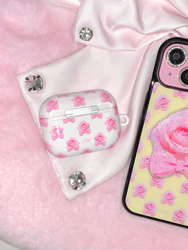 Rose bonbon earphones case (white)