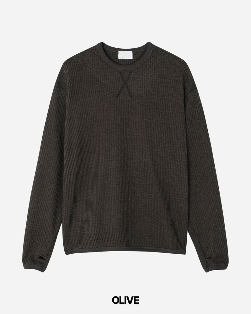 Waffle Crop Long Sleeve Tee