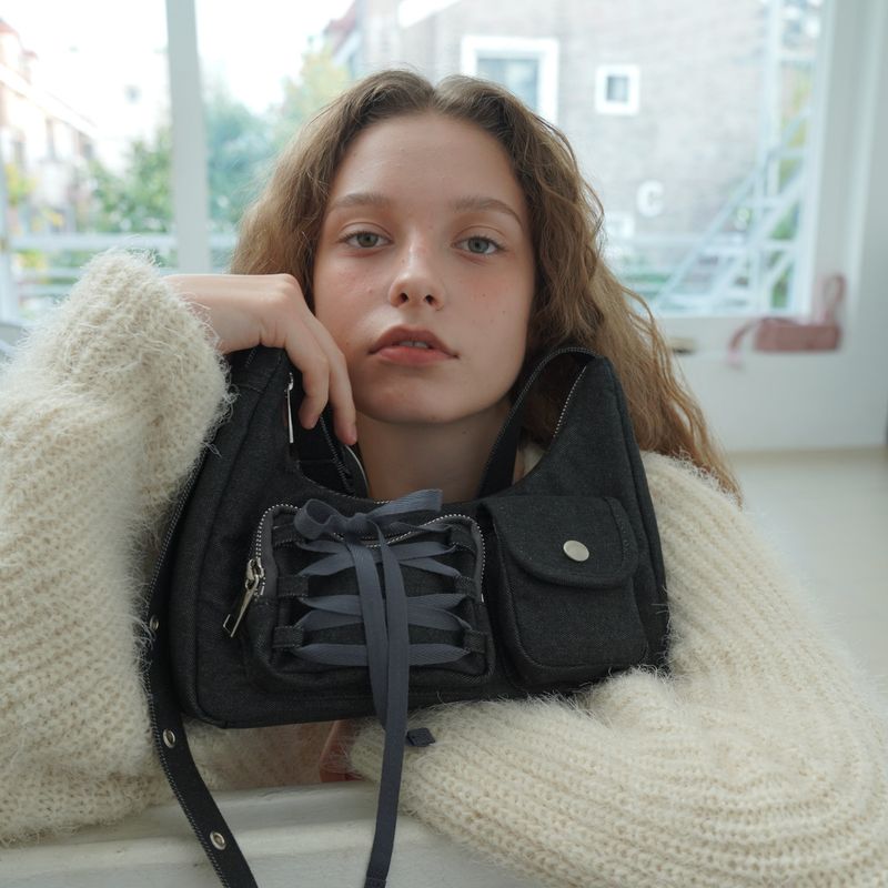 Ribbon hobo bag_black