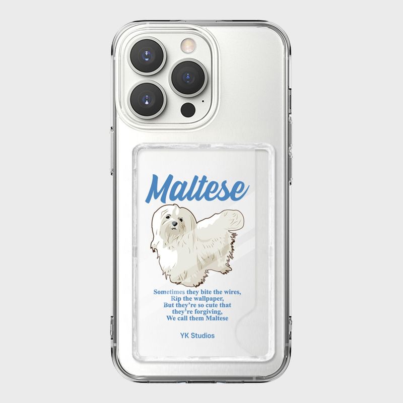 Maltese illustration card storage jelly hard case