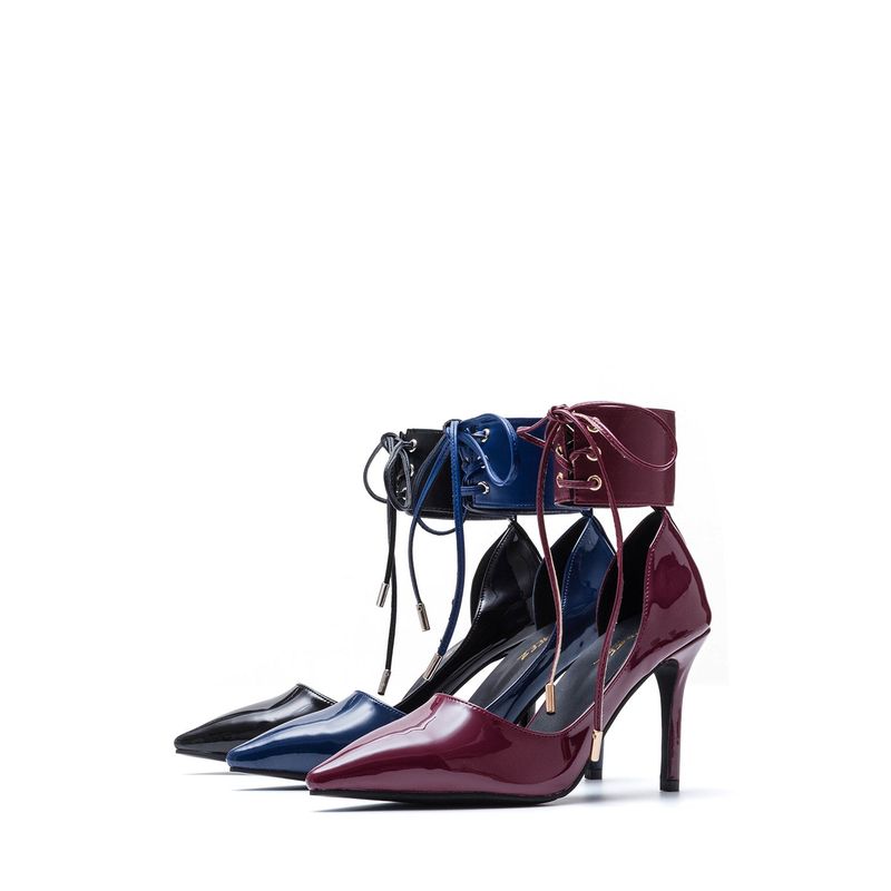 Ankle Point Stiletto Heel(Navy)