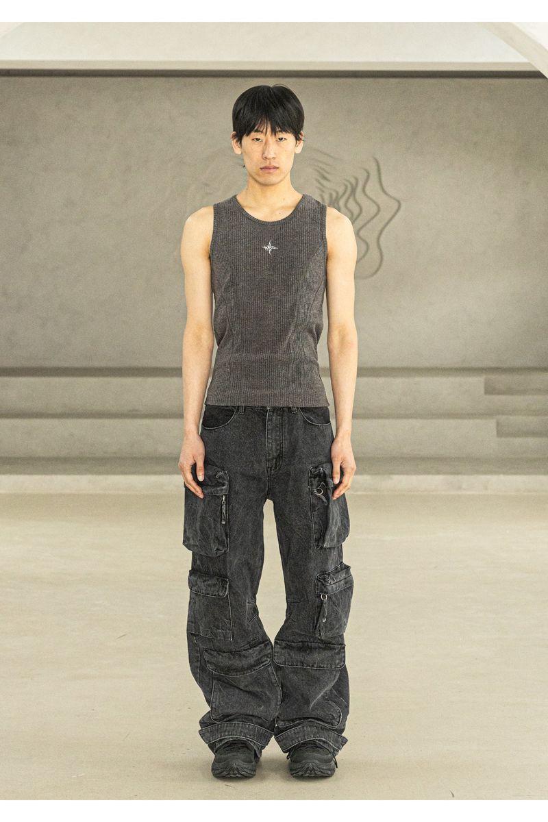 M6X SNAP CARGO DENIM PANTS MSFJP001-BK