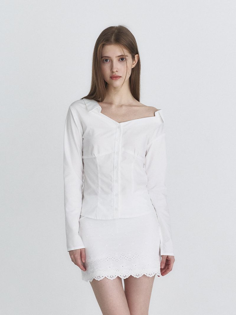 Classy one-shoulder shirt (White)