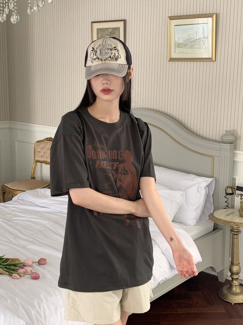 Bontu Summer Printed Overfit Short Sleeve T-Shirt