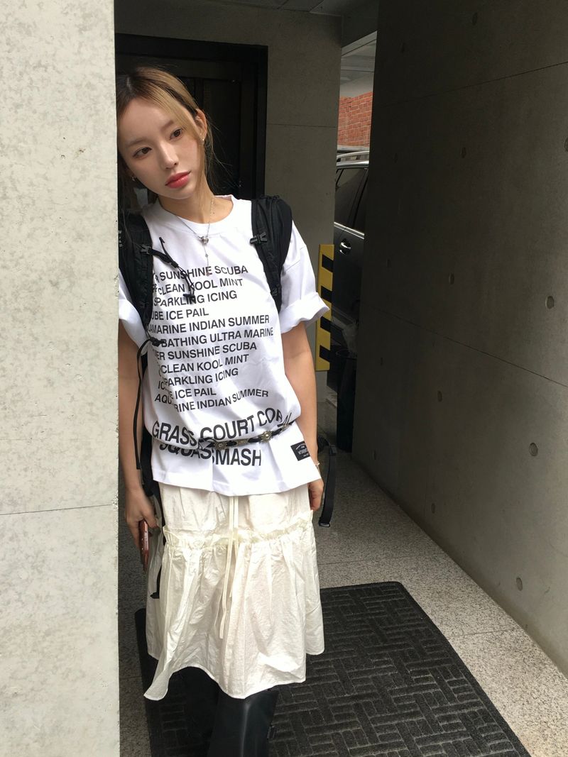 Roti Nylon Midi Shirred Skirt (2c)