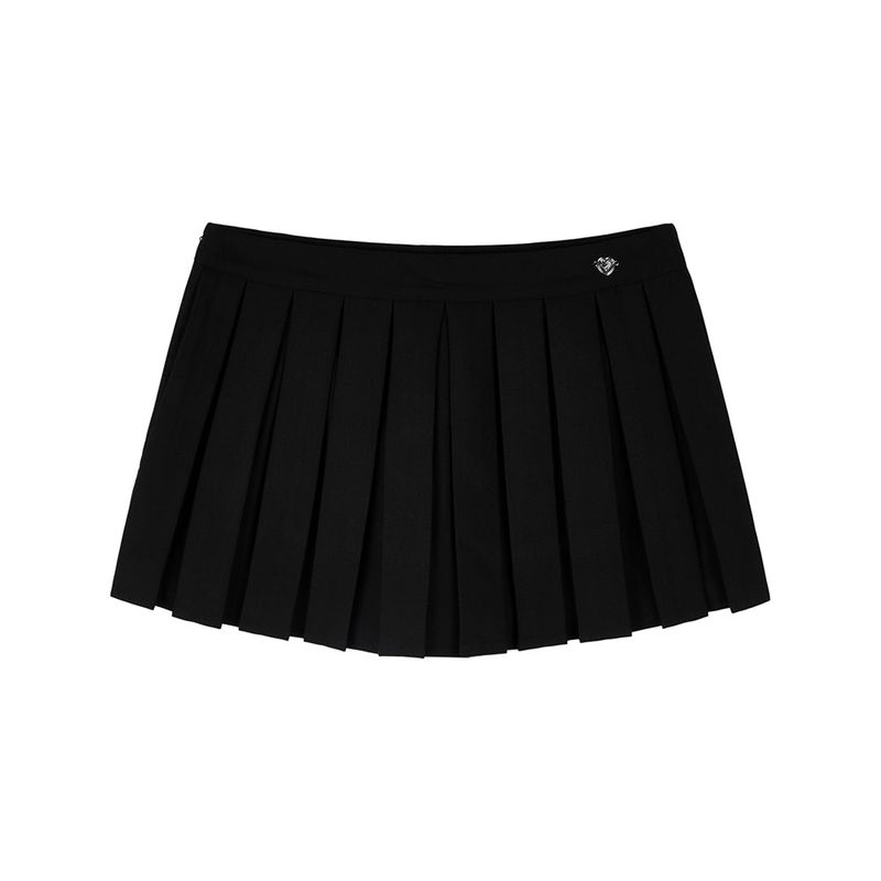 Low-Rise Slim Mini Skirt Pants_Black
