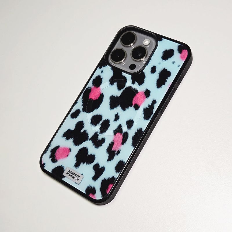 Soft Pop Leopard Phone Case Soft Blue (BK_MagSafe Glass)