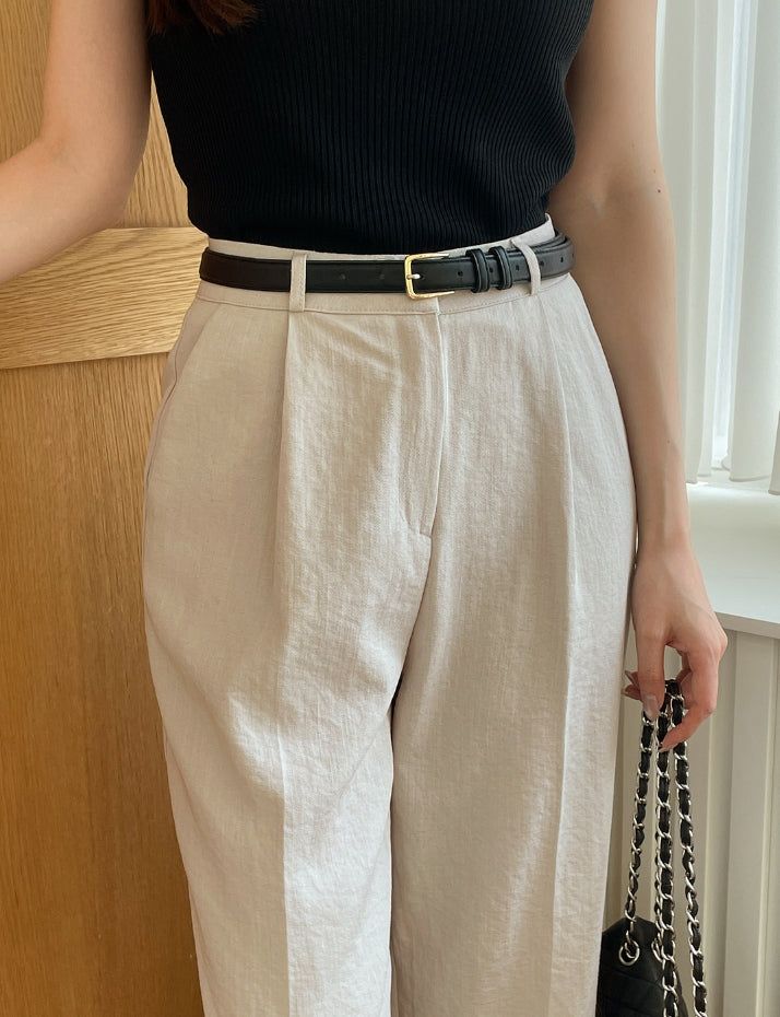 Hidel Linen Basic Pintuck Slacks