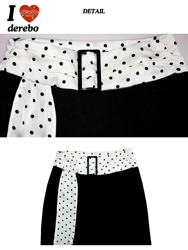 Dot Scarf Belt Long Slacks Pants