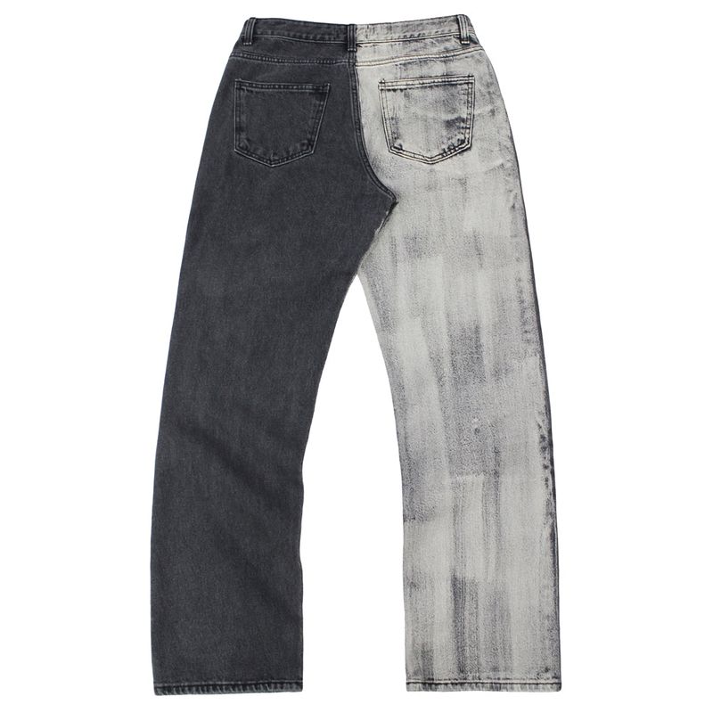 half&half brush wide denim pants (washed black)