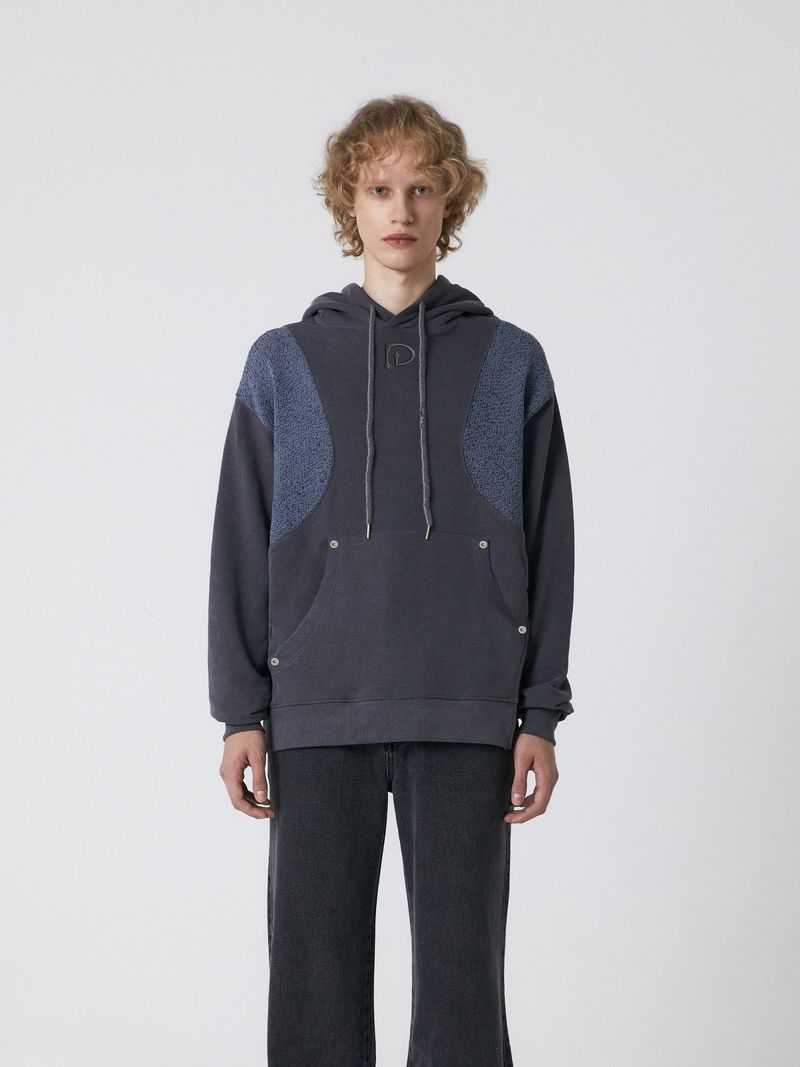 DILETTANTISME（ディレッタンティズム）の「Knit Block Cut out hood t-shirts (GREY)（Tops）」