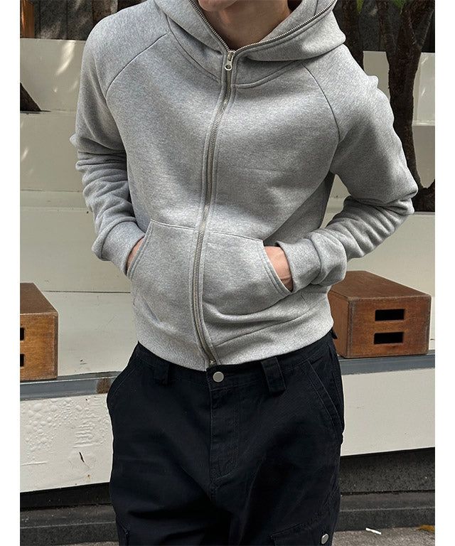 [CROP ITEM] クロップマッスルフィットフードジップアップ(3color)