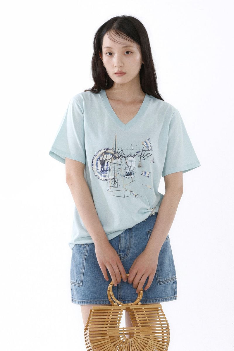 GALAXY V-NECK T-SHIRT_ICE MINT