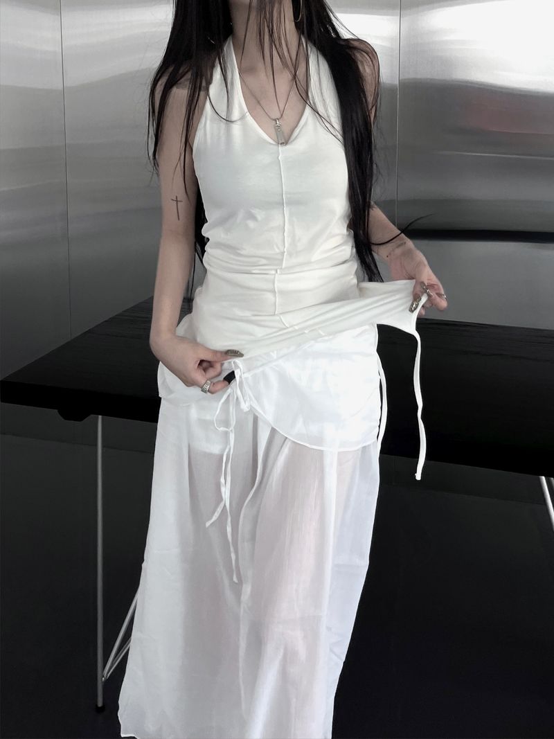 clean unbalanced strap sleeveless (2color)
