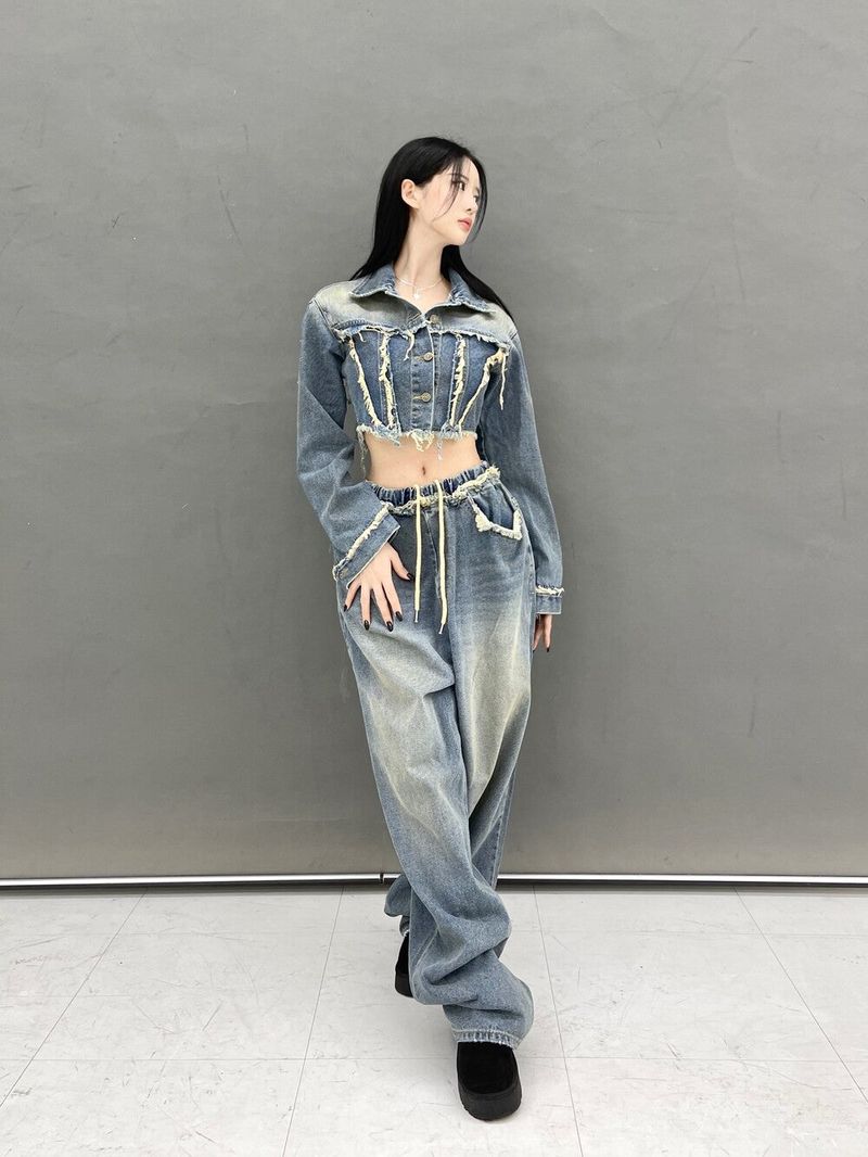 [High quality] 791. Jen damage crop denim jk
