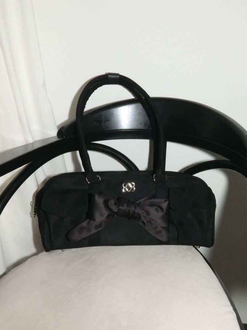 Bow Pottie Bag (Suede Black)