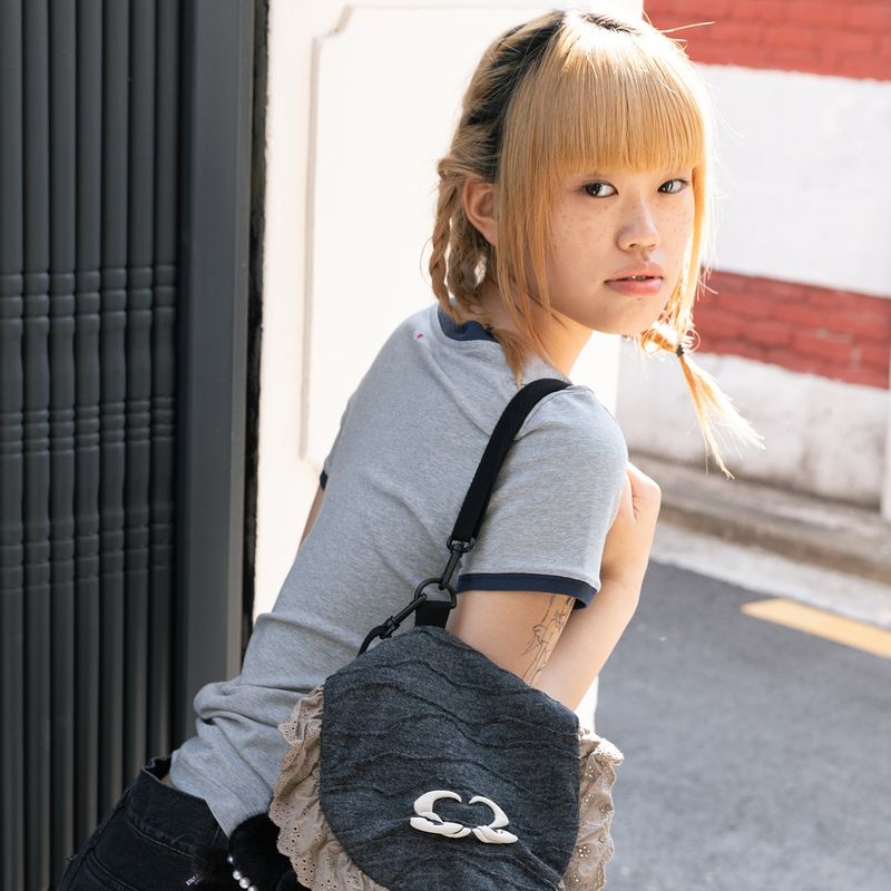 misslulz（ミスルルズ）の「Future Friend Slim Fit T-Shirt Melange grey（Tops）」