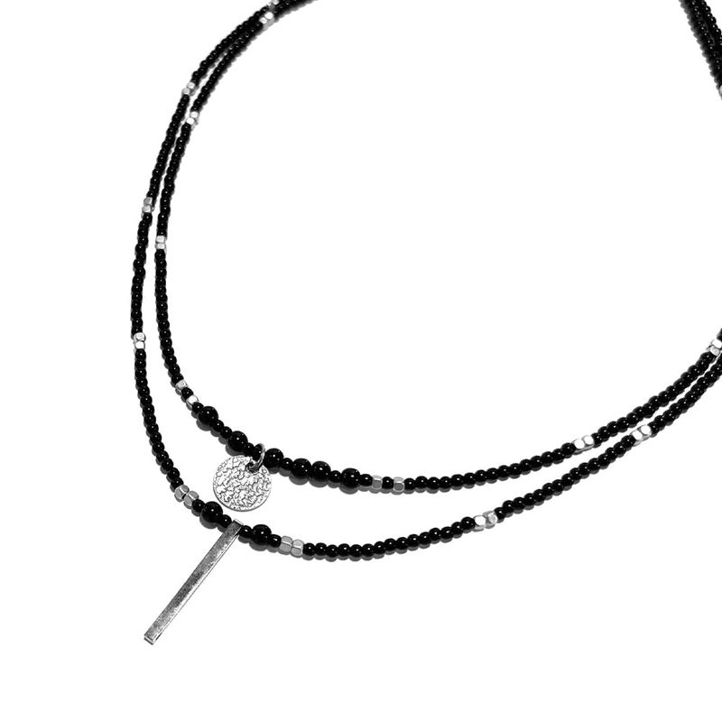 double layerd pendant onyx stone necklace