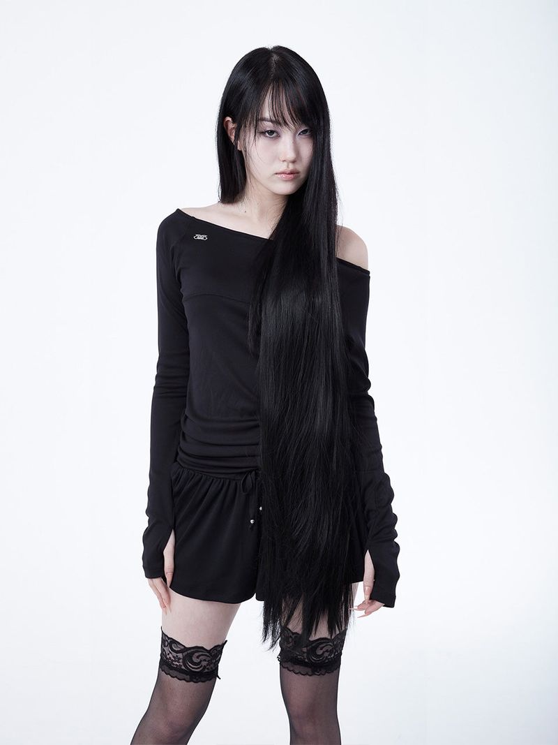 RAGLAN METAL LOGO DRESS [BLACK]