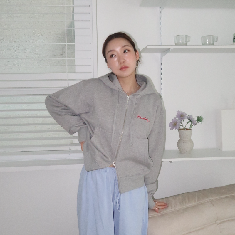Two Way Heavy Cotton Zip Hoodie (GRAY)
