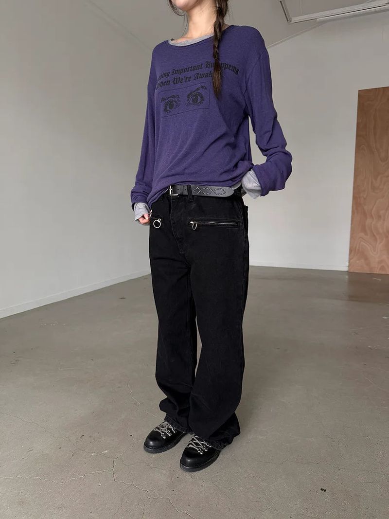 ring zip denim pants