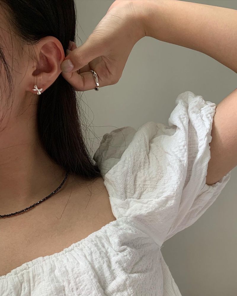 (silver925) ラブリーリボンピアス type2 *silver