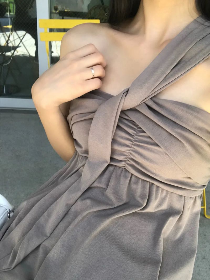 Coco Shirring Bustier Flare Sleeveless Top