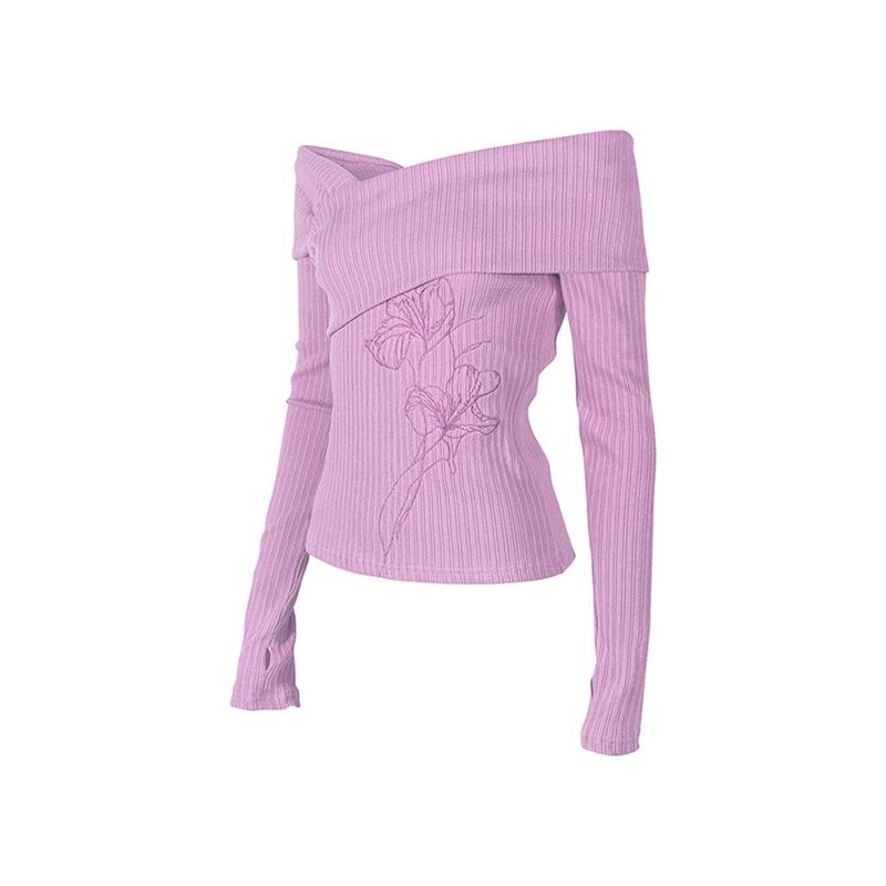 UNBALANCED OFF-SHOULDER TOP_Purple
