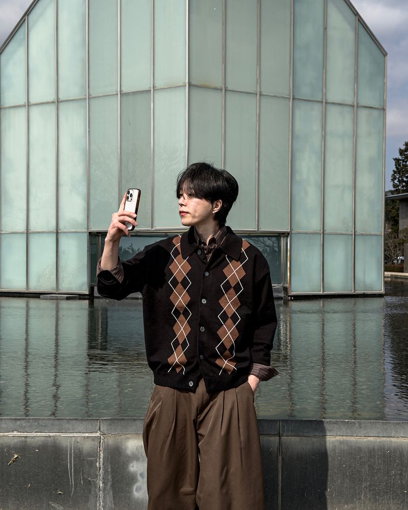 Thebel Argyle Knit Cardigan