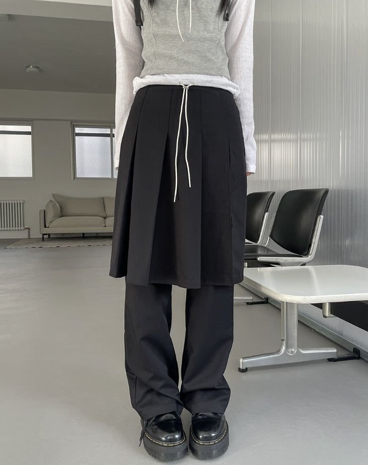 Epic Layered Pleated Skirt Pants