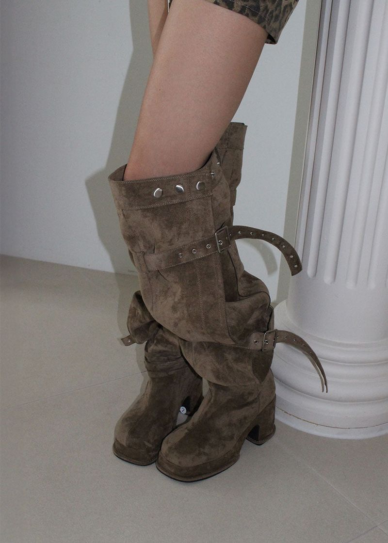 BUCKLE THIGH HIGH BOOTS