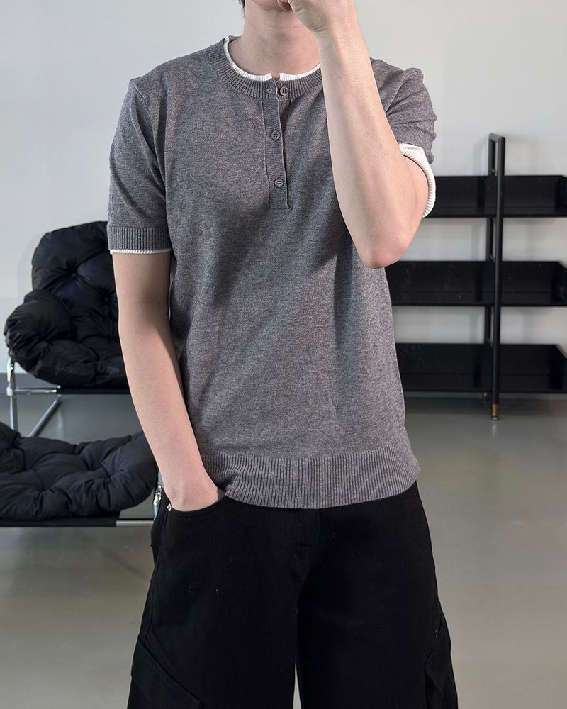 Eren Layered Henley Neck Knit