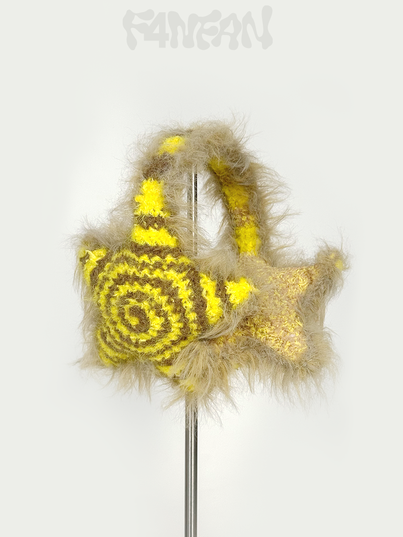 Handmade Crochet Star Ear Muffs in Banana Latte Color (Yellow & Warm Latte Brown)