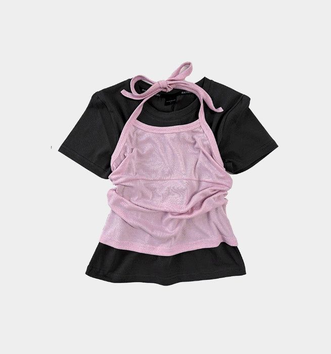 Halter ballet layered top