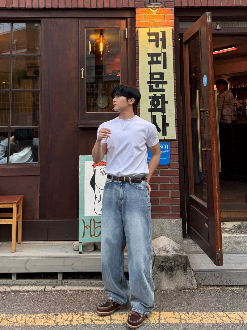 If semi-wide denim pants
