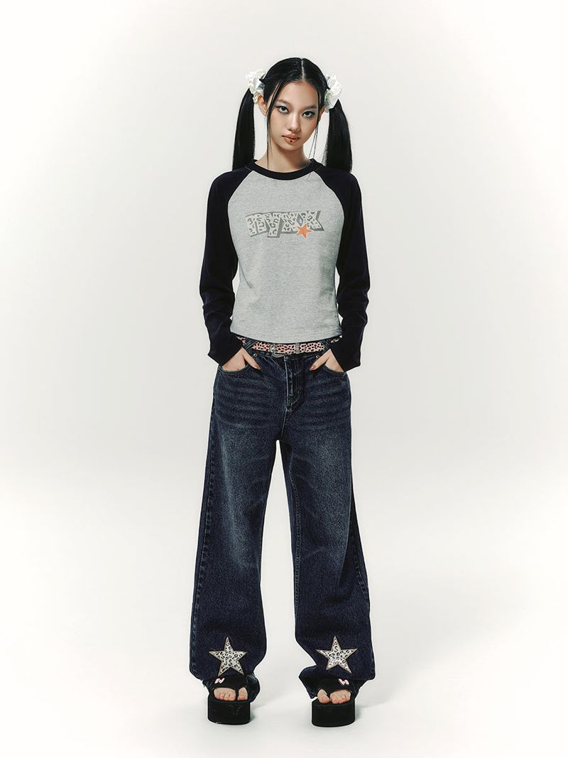 STAR APLIQUE DENIM PANTS INDIGO