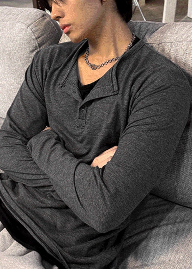 Layered Henley Neck Tee