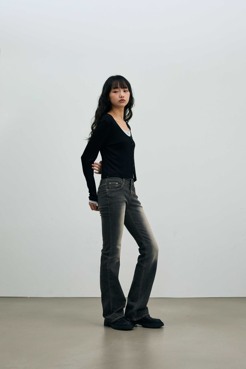 LYLA LAYERED CARDIGAN / BLACK-MELANGE