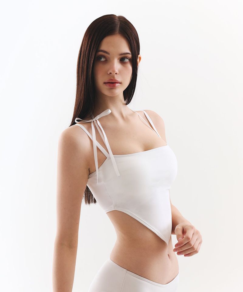 VINAJ(ビナジェイ)の「Ribbon Halter Cone Tube Top Bikini Bra (White)(Swimwear)」