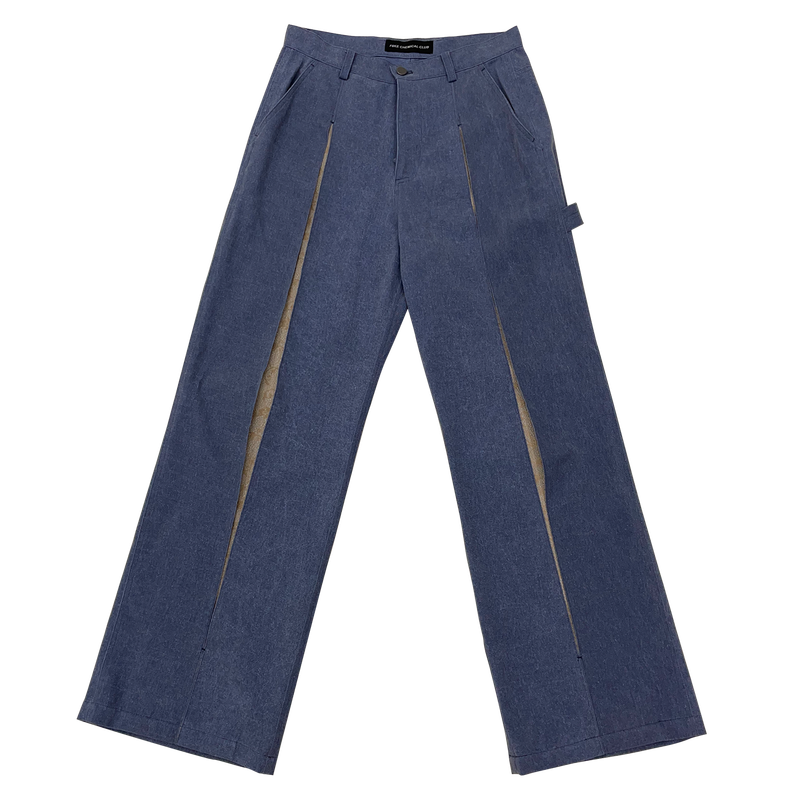 HIDDEN LACE DENIM WIDE PANTS