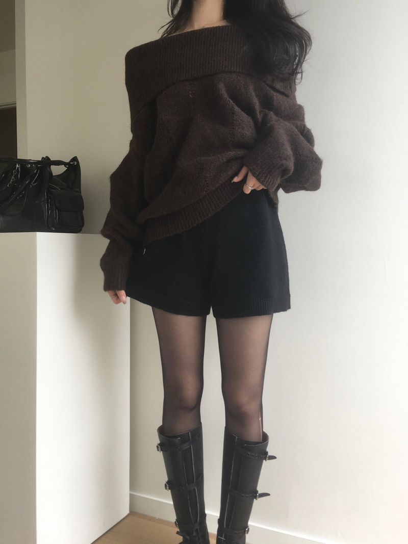 wool knit shorts