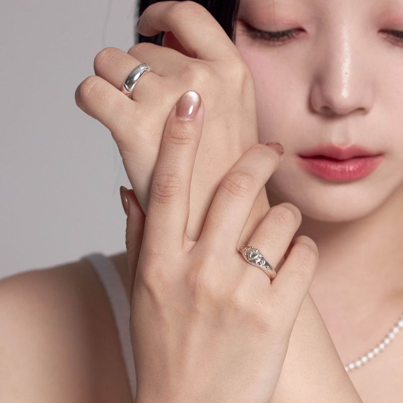Silver 925 Heart drawing bold ring2