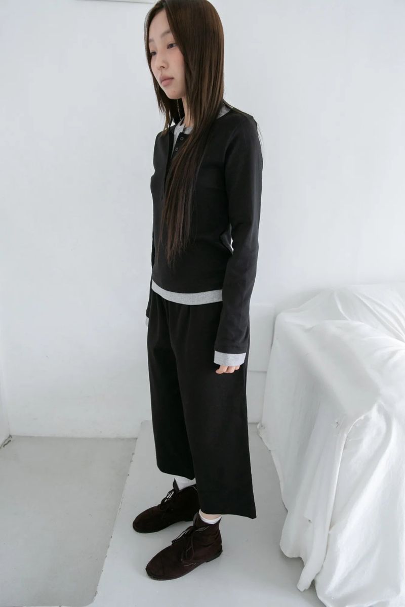 strap banding cotton capri pants(2colors)