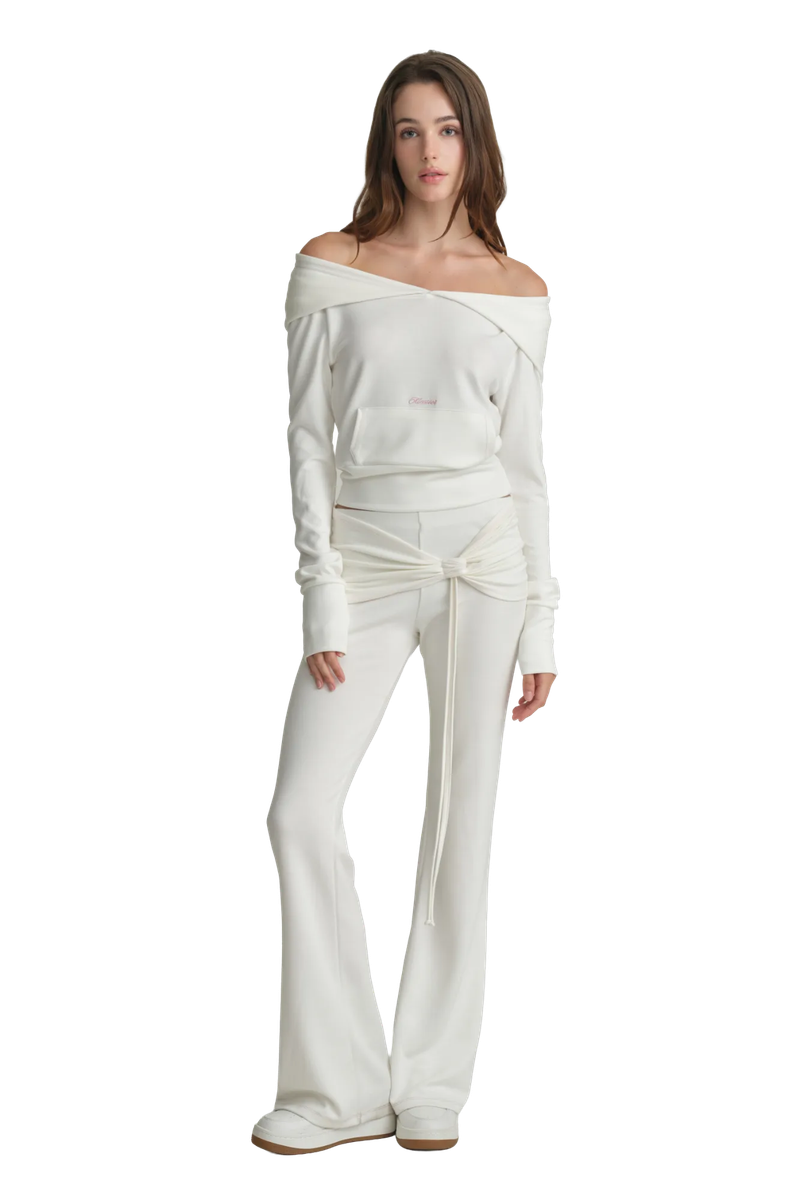 Cupcake off-shoulder hooded top, Ivory